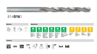 Csigafúró DIN 338 HSSE8 - Tivoly HardCut 814016 - Speciális ötvözetekhez (ISO-S)