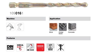 Betonfúró hatszögletű szárral DIN 3126 E6.3 - Tivoly 109016