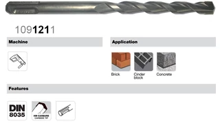 SDS-Plus fúrószár betonfúráshoz DIN 8035 - Tivoly 109120 Standard minőség 