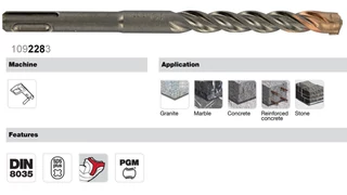 SDS-Plus háromélű fúrószár DIN 8035 MASTER3 - Tivoly 109227 vasbetonhoz