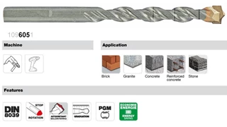 Betonfúró DIN 8039 Tivoly Technic 109605 – Vasbetonhoz, háromlapolt szárral