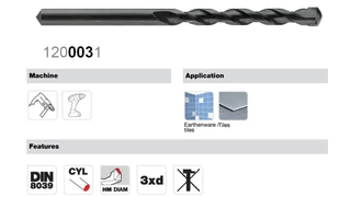 Csempefúró keményfém lapkával hengeres szárral - Tivoly 120003