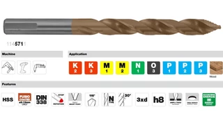 Lépcsős hegyű csigafúró - Tivoly TSP - sorjamentes fúráshoz és furatbővítéshez