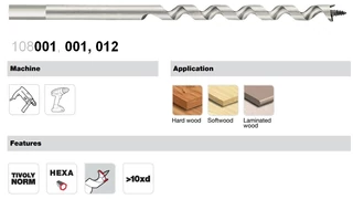 Gerendafúró 200-600 mm hosszú, hatszög szárral DIN 3126 E6.3 - Tivoly 108001