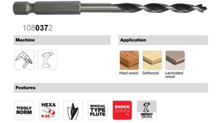 Fafúró hatszög szárral DIN 3126 E6.3 - Tivoly 108037