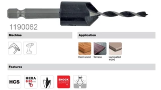 Fafúró kúpsüllyesztővel (fúrás és süllyesztés egy szerszámmal) Tivoly 119006