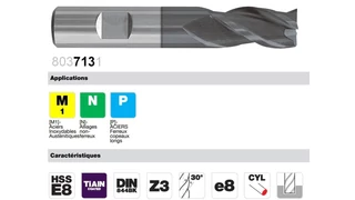 3-élű ujjmaró DIN 844-K HSSE8 - Tivoly T-Line 803713