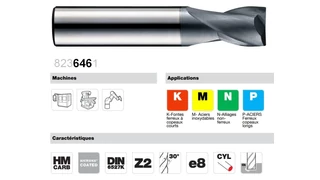 Ujjmaró 2-élű DIN 6527 VHM - ALCRONA bevonatos Tivoly gyártmány