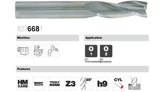 Kontúrmaró 3-élű VHM Plastic - Tivoly 823668