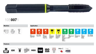 Univerzális menetfúró ISO 529 HSS Metrikus menethez - Tivoly 105007