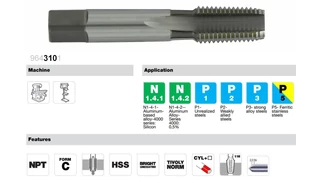 Rövid menetfúró NPT - HSS