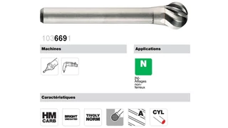 Keményfém rotormaró (turbómaró, marócsap) KUD ALU - Tivoly 103669 könnyűfémhez
