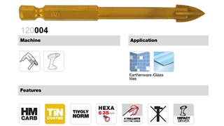 Üvegfúró hatszög szárral DIN 3126 E6.3 - Tivoly 120004