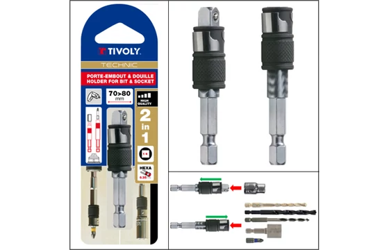 Tivoly Bit- és dugókulcs gyorscserélő és tartalma