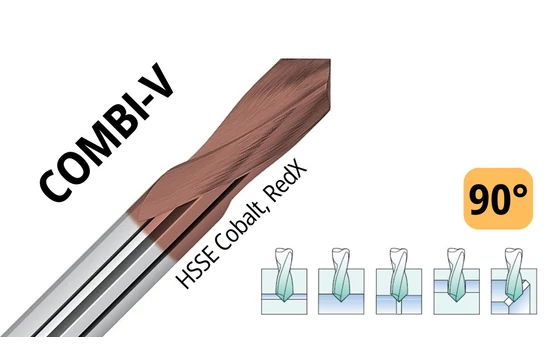 Combi-V 90° HSSE - multifunkciós gyorsacél V-horonymaró - Magafor 007