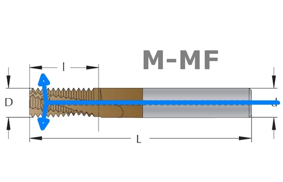 Menetmaró M-menethez belső hűtéssel - méretek