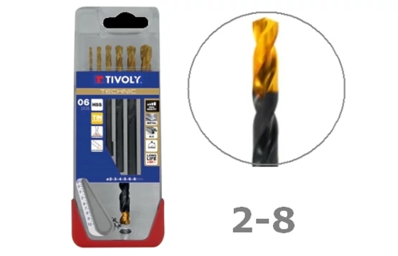6 részes Tivoly TiN bevonatos HSS fémfúró készlet