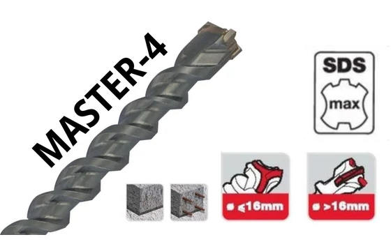 SDS-Max betonfúró DIN 8035 - Maxter4 4-élű keményfém - Tivoly 109055