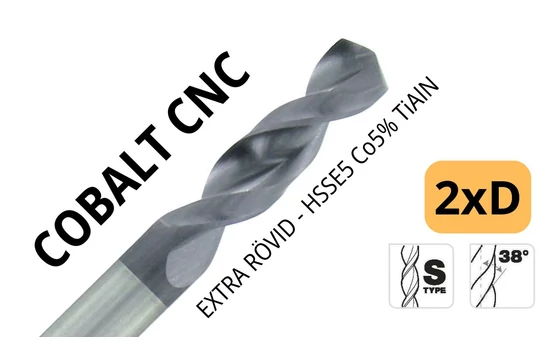 Rövid csigafúró DIN 1897 HSSE TiAlN bevonattal - Tivoly phoenix 814391 - CNC-re ajánlott