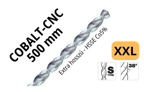 Extra hosszú csigafúró HSSE CNC