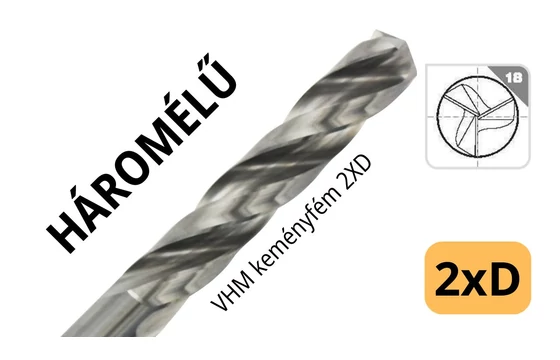 Háromélű keményfém csigafúró VHM - Tivoly 824051 - precíz furáshoz