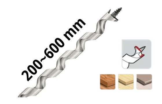 Gerendafúró 200-600 mm hosszú, hatszög szárral DIN 3126 E6.3 - Tivoly 108001