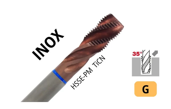 Gépi menetfúró G (BSP) - HSSEE 35° Inox - Tivoly 963IT5