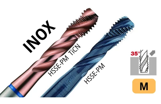 Gépi menetfúró DIN 371 Metrikus menethez - HSSEE C35° Inox - Tivoly IT5