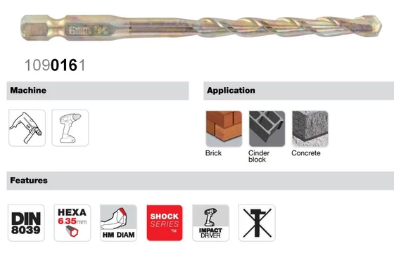 5 részes betonfúró készlet Hexa bitbefogással akkus gépekhez