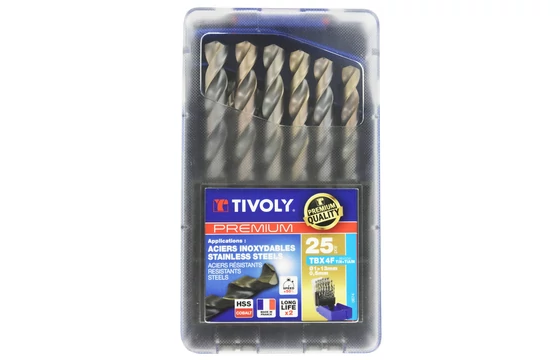 25 részes csigafúró készlet - DIN 338 HSSE INOX T560 krrózióálló acélhoz