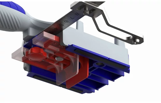 Fúróvezető sablon bútorlaphoz, beállítás