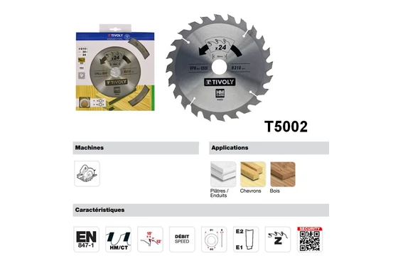Tivoly T5002 faipari körfűrész jellemzői