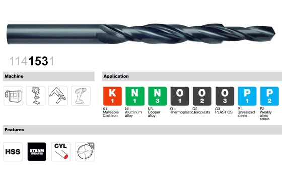 Lépcsősfúró 90° HSS - menetmag furatokhoz