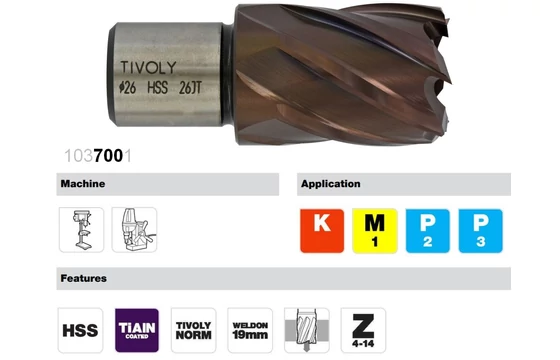 Tivoly TialN bevonatos magfúró műszaki jellemzői