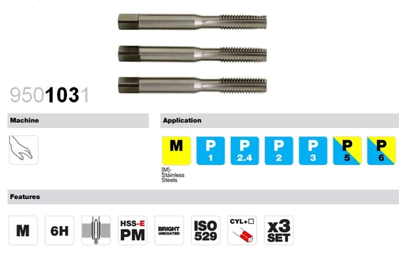 Kézi menetfúró M - HSSE-PM Inox műszaki adatai