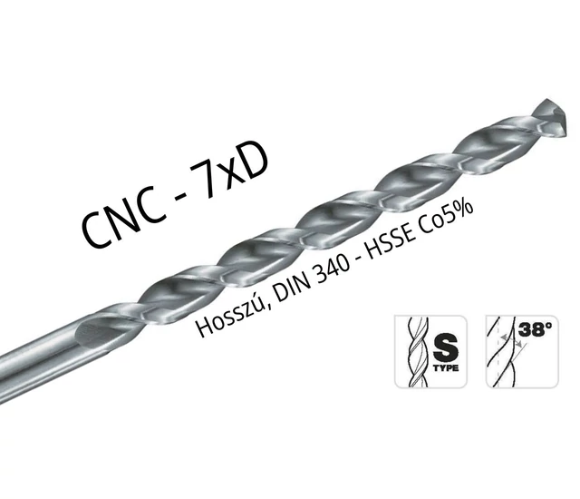 Hosszú csigafúró HSSE CNC
