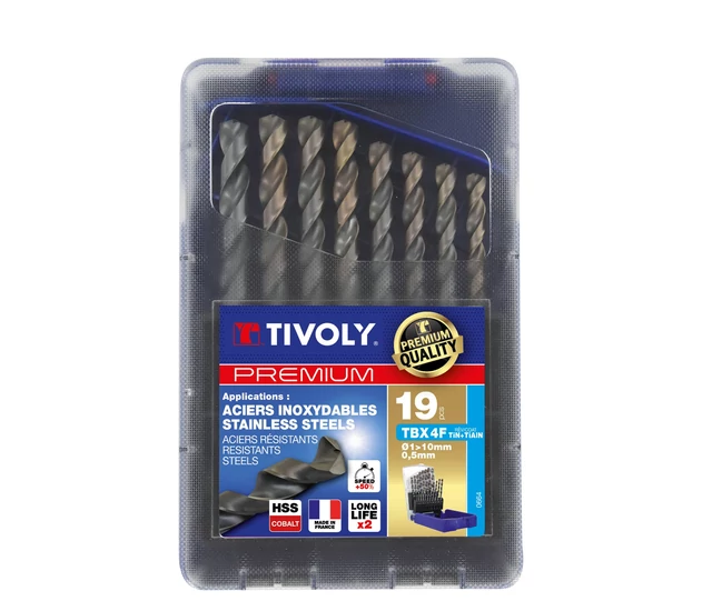 19 részes csigafúró készlet -HSSE INOX T560